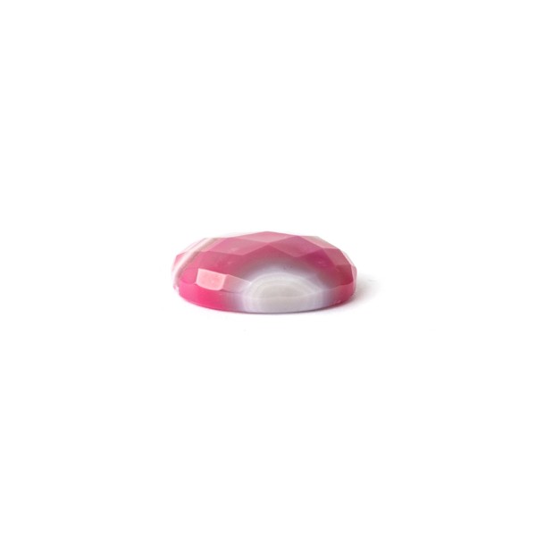 Agate, dyed, pink, faceted cabochon, oval, 20x15mm