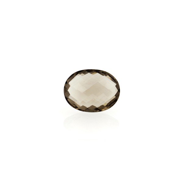 Smoky quartz, medium brown, faceted briolette, oval, 8 x 6 mm