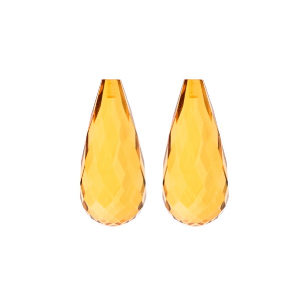 Amber, golden, faceted teardrop (harlequine), 24x11mm