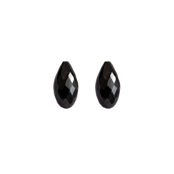 Onyx, black, faceted teardrop (harlequine), 15x8mm