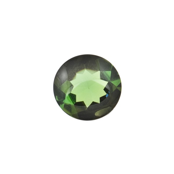 Tourmaline, green, buff top, faceted, round, 10 mm