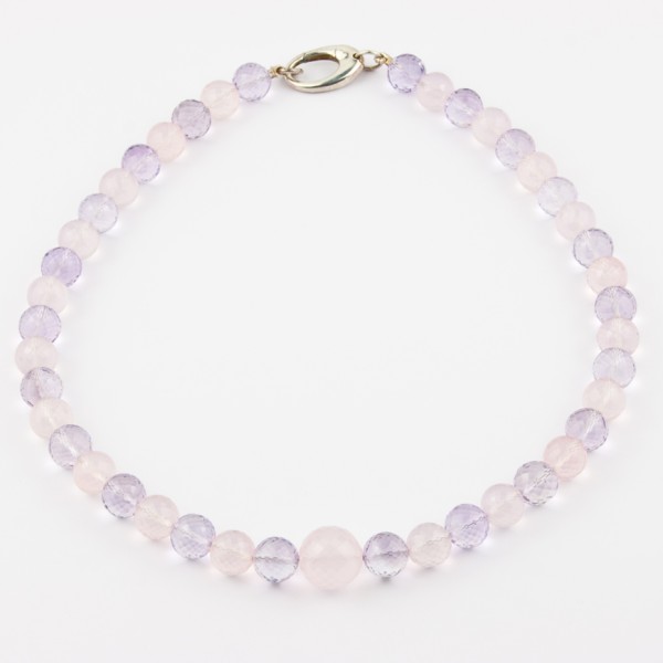 Gemstone necklace, amethyst, rose quartz, length: ca. 47 cm