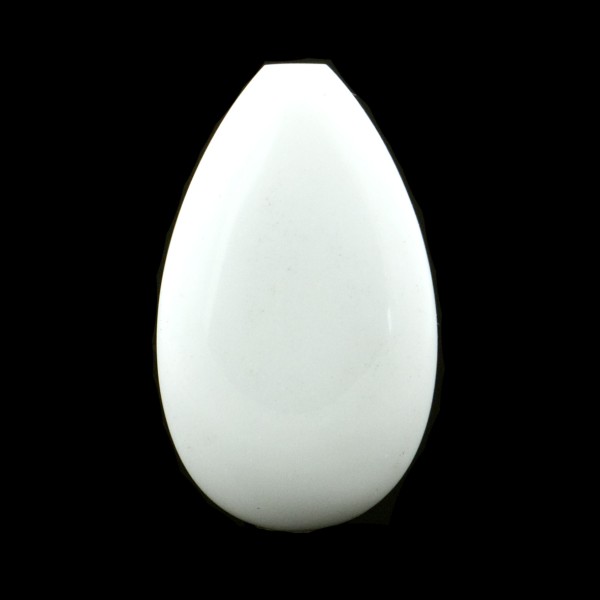 Cacholong, white, lense, pear shape, smooth, 24 x 15 mm