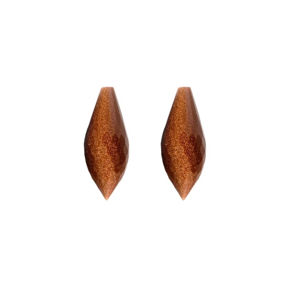 Goldstone, golden color, pointed teardrop, faceted, 20 x 8 mm