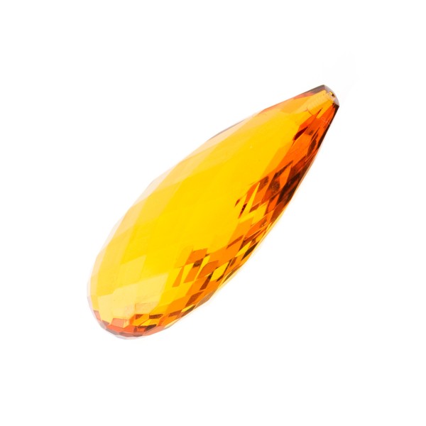 Natural amber, cognac-colored, teardrop, faceted, harlequine, 40 x 18 x 14 mm
