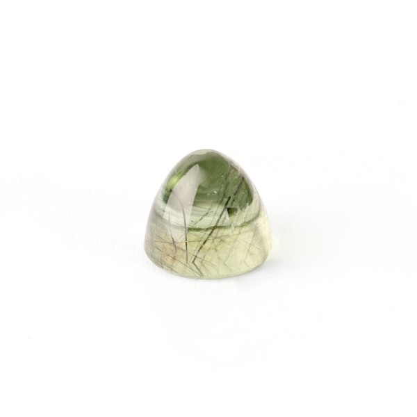 Peridot, green, with rutile, cone, smooth, round, 8mm