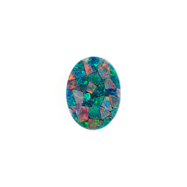Opal, mosaic, oval, doublette, 16x12mm