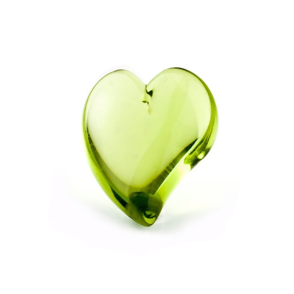 Bernstein (natur), grün, Herz (geschwungen), Linse, glatt, 22x20 mm