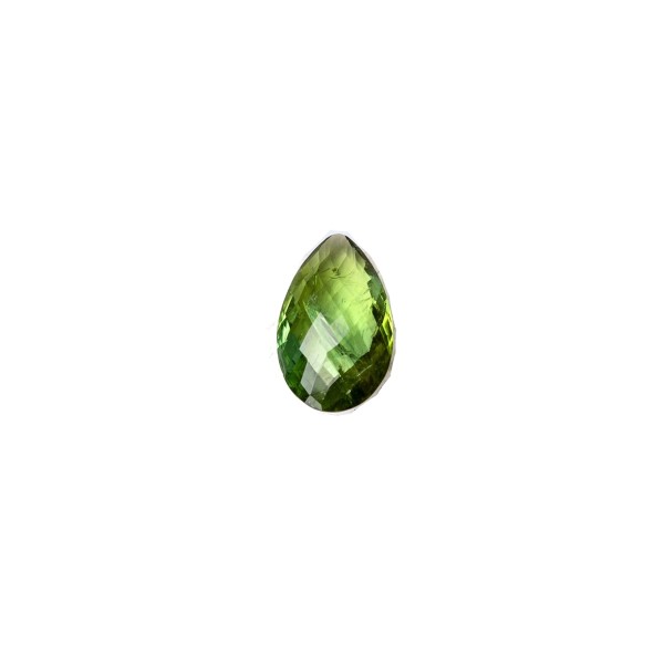 Tourmaline, green, faceted briolette, pear shape, 13x8mm