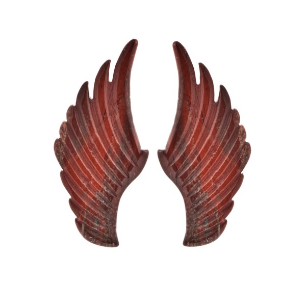 Jasper, red, carved wing, 43 x 19 mm