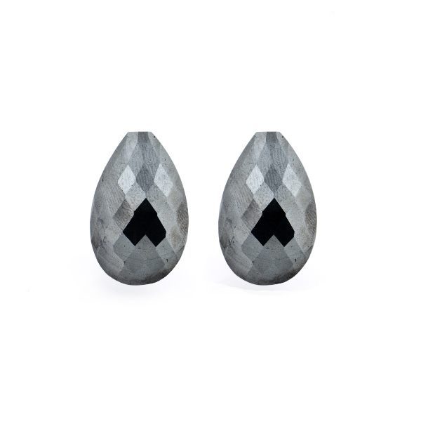 Hematite (bloodstone), grey, faceted teardrop (harlequine), 18 x 11 x 7.5 mm