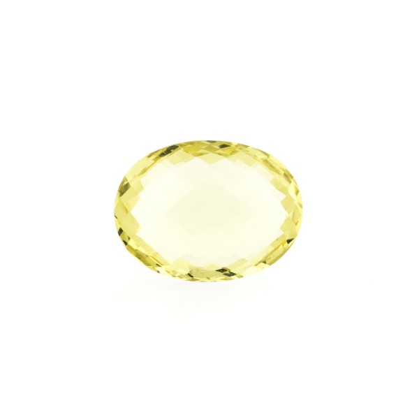 Lemon quartz, intense lemon, faceted briolette, oval, 12 x 10 mm