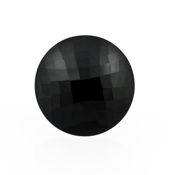 Onyx, schwarz, Briolett, facettiert, rund, 14mm
