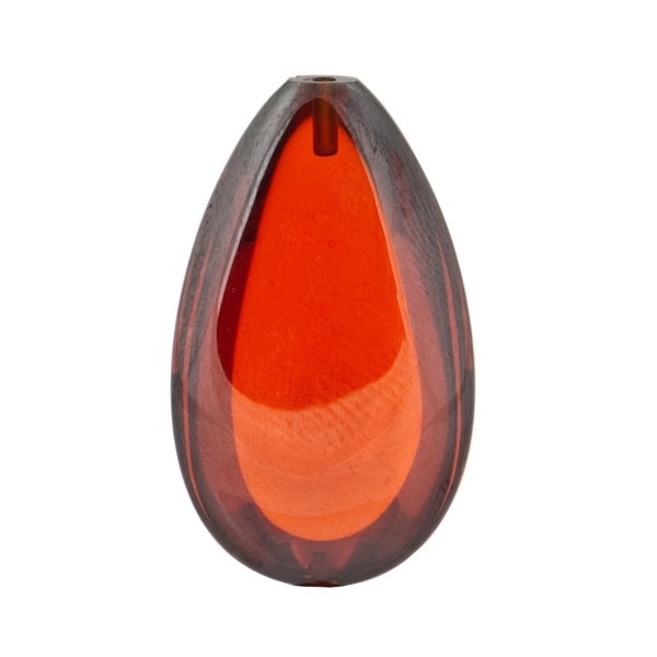 Zirconia (CZ), red, lentil cut, pear shape, 24 x 15 mm