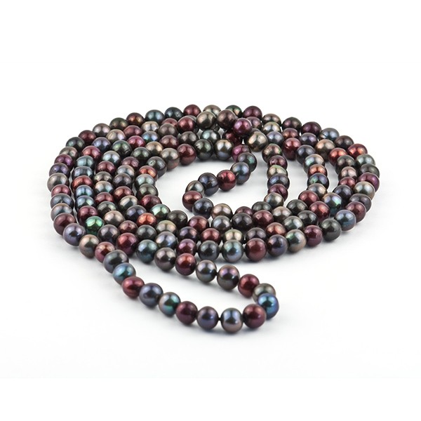 SWK123_Freshwater cultured pearl, chain, colored, round, smooth_Ø 9 mm 