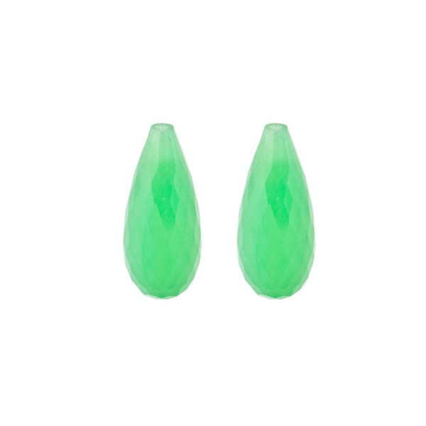 Jade, gefärbt, grün, Pampel, facettiert, 22 x 10 mm