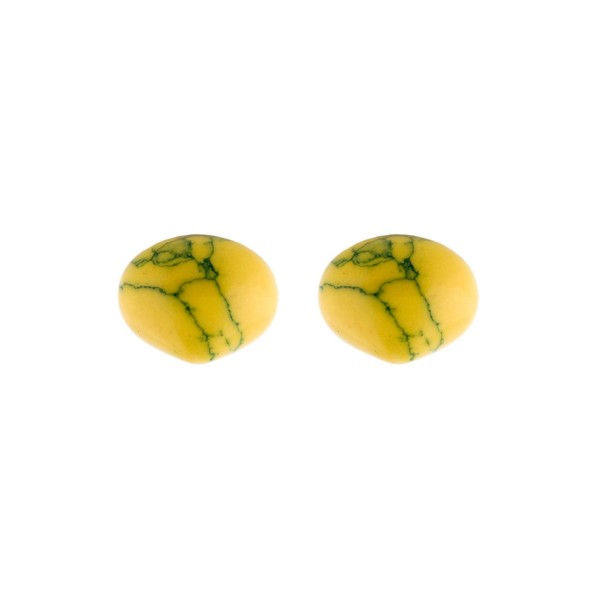 Turquoise (reconstructed), yellow, teardrop, smooth, onion shape, 13 x 11 mm